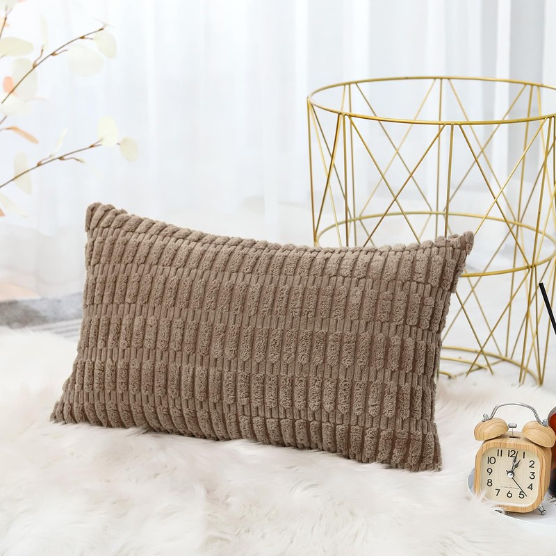 OTOSTAR Corduroy Decorative Throw Pillow Covers 16x24 Inch Super Soft
