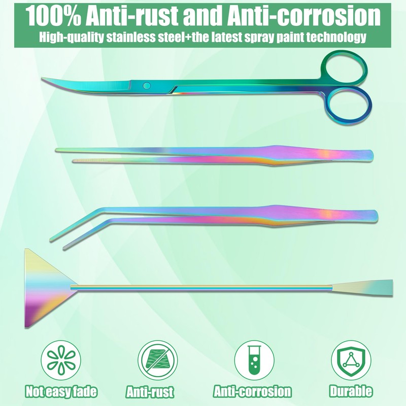 Liveek Aquarium Aquascape Tools Kit, 4 in 1 Anti-Rust Aquatic