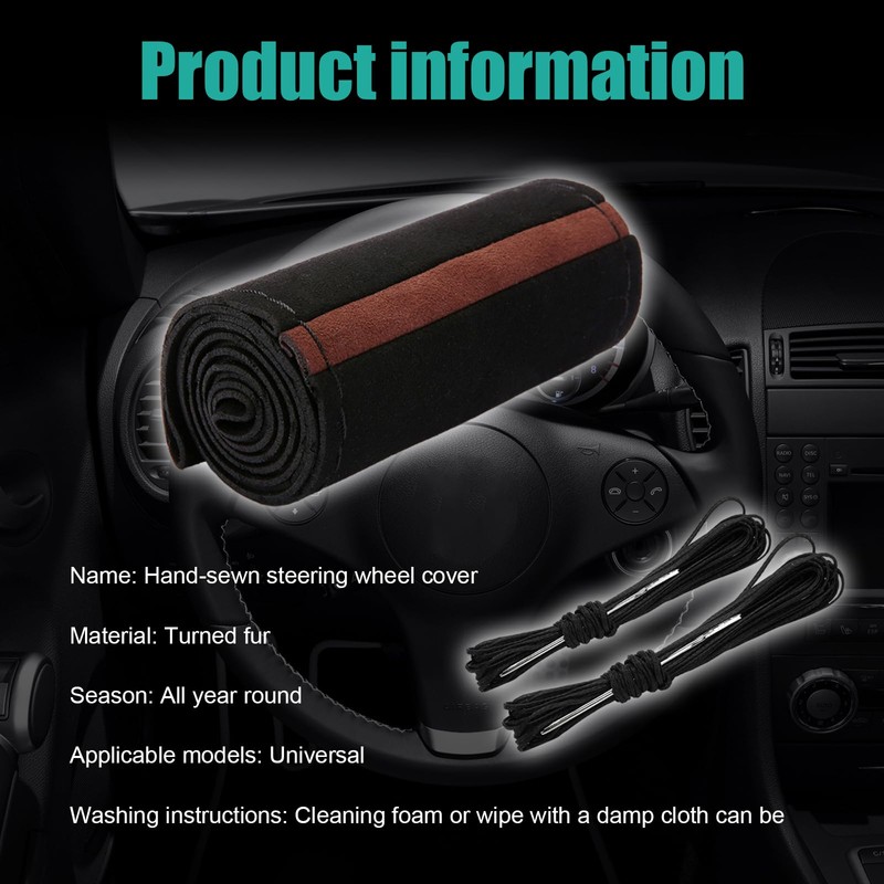 Dickno Car Steering Wheel Cover, Anti-Slip Auto Stitch on Wrap