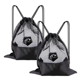 HoaaiGo Pack of 2 Drawstring Gym Bag Black Gym Bag Backpack Football Backpack Gym Bag Mesh Backpacks with Drawstring Backpack Football for Basketball Football, black