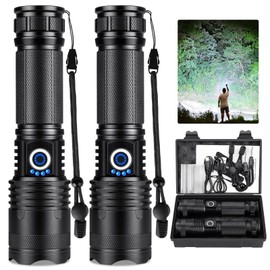 Rechargeable Flashlights 990,000 High Lumens 2 Pack, Led Super Bright Flashlight with 5 Modes & IPX7 Waterproof, 15H Running Time, High Powered Flash Light for Home Camping Home Emergencies