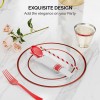 400 Piece Red Clear Disposable Dinnerware Set for 50 Guests,