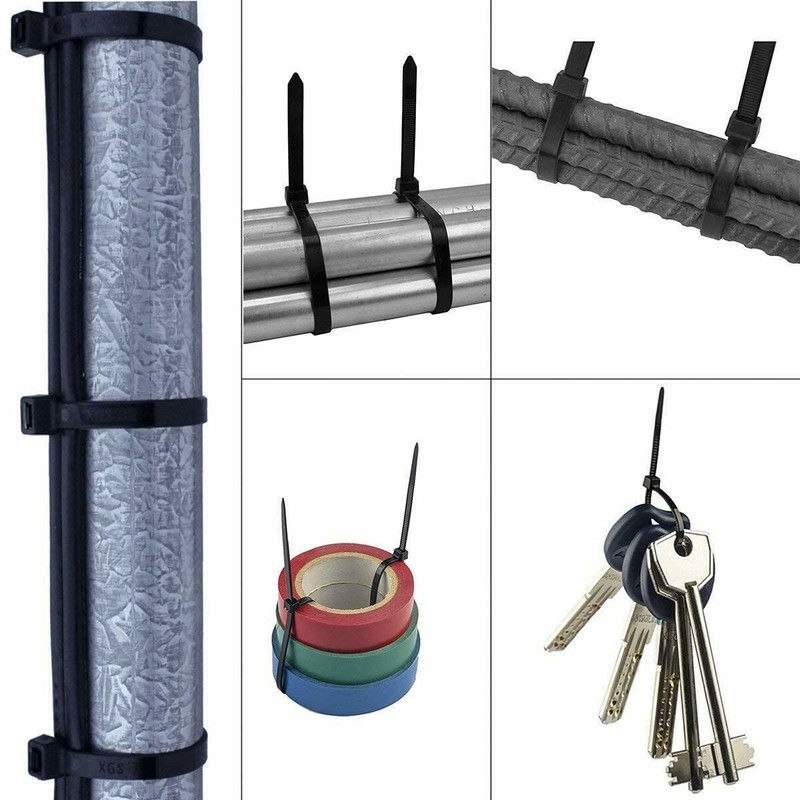 200 Pack 250mm x 4.8mm Black Zip Ties - Heavy