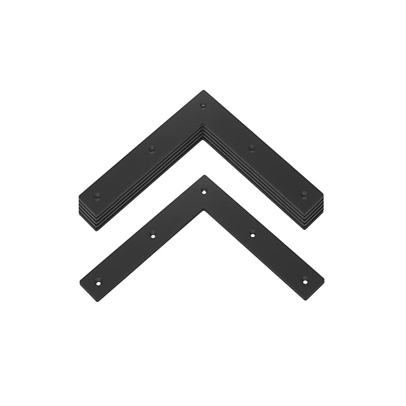 6 Pcs Black Flat L Bracket, 9½" Steel Mending Plate