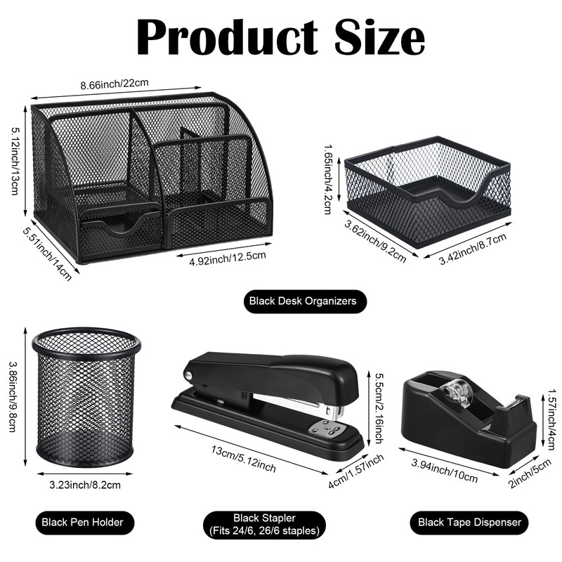 Black Desk Organizer and Accessories, Black Desk Asccessories Office Supply