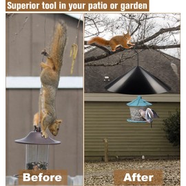 Garbuildman Squirrel Baffle for Bird Feeder Pole, Outside Hanging Mount Bird House Guard for Outdoor Shepherd’s Hook,19 Inch Diameter, 1 Pack
