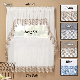 Fox Valley Traders Collections Etc Lillian Swag Valance, Gray, One Size Fits All