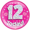 OAKTREE UK 633131 6" Jumbo Badge 12 Today Pink Holographic