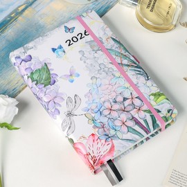 Calendar 2026 A5 German - Weekly Planner & Diary with Monthly Overview, January to December 2026, with Colourful Monthly Tabs, Colourful Inner Pages, Inner Pocket & Pen - Flower