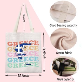 ENSIANTH Greece Travel Gift Greece Lover Tote Bag Greece Sightseeing Gift Greek Flag Tourist Shopping Bag Greece Map Gift (CA Greece bag)