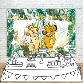 VV Backdrop Lion King Backdrop Baby Shower 7x5 Gold Nala or Simba Gender Reveal Backdrop Vinyl Tropical Jungle Leaf Lion King or Queen Baby Shower Background for Party Supplies