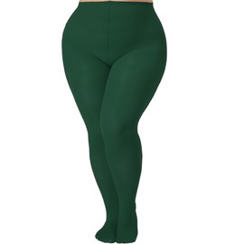 MERYLURE 240D Super Opaque Plus Size Tights Women's Control Top High Waist Soft Tights Solid Color Footed Pantyhose