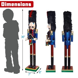 Joliyoou Christmas Nutcracker Figures, 36" H Wooden Nutcracker Soldier Drummer Ornaments, Large Size Xmas Nutcracker Welcome Centerpieces for Indoor Outdoor Floor Festival Decorations