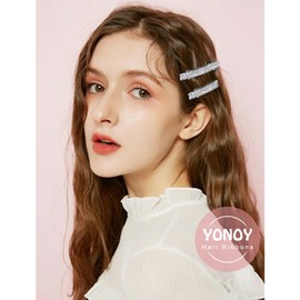 YONOY 4Pcs Rhinestone Hair Barrettes for Women Leaf Wedding Hair Pins Crystal Bobby Pins Silver Bridal Hairpin Clips for Brides Bridesmaids Flower Girls