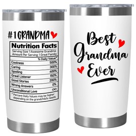 Best Grandma Ever Tumbler 20oz, Insulated Coffee Cup with Cleaning Brush and Straw, Grandma Travel Cup, Birthday Presents for Grandma, Water Cup from Grandgaughter Grandchildren, Best Grandma Gifts