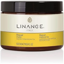 Linange Repair Mask with Shea Butter & Coconut Oil 500ml/16.9 oz - Free Starry Lip Plumping Gloss 10ml