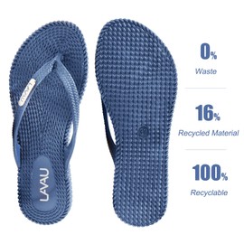 LAVAU Chanclas para mujer, impermeables, antideslizantes, para ducha, playa, piscina, 100% reciclables, Azul marino, 10