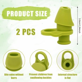 2pcs Bite Valve Replacement for Ello Emma 14oz Kids Water Bottle, Silicone No BPA Water Bottle Mouthpiece Replacement Compatible with Ello Emma 14oz Accessories Parts (Green)