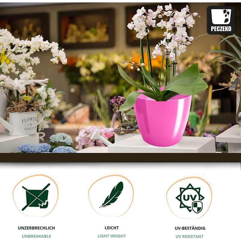 PECZEKO Flower Pot Shiny Plastic Planter Decorative Pot for Large