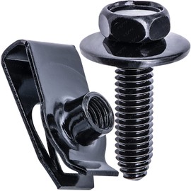 Rexka 15 Sets M6-1.0 Bolts & U-Nuts - Extruded U Nuts & Body Bolts Kits for GM Ford Chevy Buick ChryslerCadillac - Body Fender Bumper Radiator Hood Shield Panel - 11503834 11503714 11503716