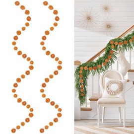 2Pcs Dried Orange Slice Christmas Garland 10ft Christmas Decorations Realistic Farmhouse Christmas Decor for Mantle Front Door Porch Fireplace Christmas Tree Home Indoor