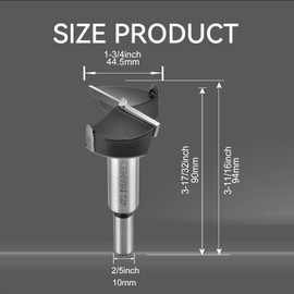 44.5mm | 1-3/4inch Carbide Forstner bit, 2.0mm Thickness of YG8 Carbide, Woodworking Hinge Cutter Tool Kits for Wood, Plywood and Plastic by CENYB