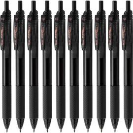 Pentel Gel Ink Ballpoint Pen, EnerGel S, 1.0mm, Black Body, BL130-A, Black, 10 Pieces