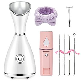 Vaporizador facial para cara, vaporizador facial para limpieza profunda facial, set de nano misterio para senos paranasales, desobstruye los poros, sp
