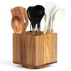 NACIMAX Acacia Wood Extra Large Rotating Utensil Holder for Kitchen