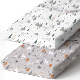 BROLEX Changing Pad Covers for Baby: Boy Girls Ultra Stretchy Soft 2 Pack, Snowy Forest
