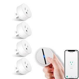 Greencycle Smart Wireless Remote Control Outlet Plug,WiFi Outlets for Household,On Off Smart Outlets Switch Compatible with Tuya,Alexa and Google Assistant,Timer Outlet,No Wiring,White,1SW1+4R05