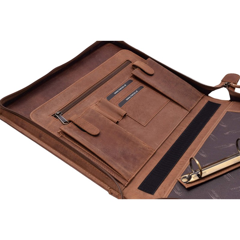 MENZO Leather Writing Case, Document Folder, Genuine Buffalo Leather Folder,