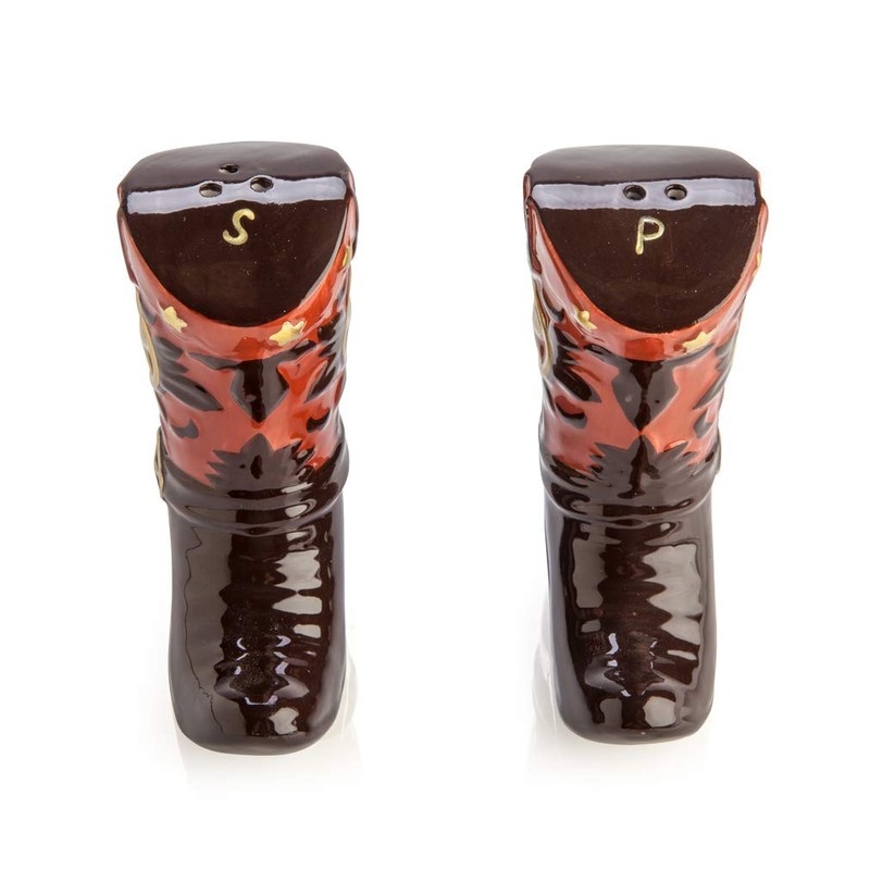 MDI Australia TJ-SP_CB Cowboy Boots Salt & Pepper Set, Brown