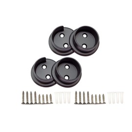 QCAA Heavy Duty Solid Metal Closet Rod Socket Set, 1-3/8'', Matte Black, 2 Pair, Made in Taiwan