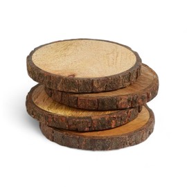 Luxurious Wood Coasters (Set of 4), Light Weight and Fitted in Natural Bark Tree, Coaster for Tea, Drinks, Mugs, Cans, Glasses 4 x 4 inch (Coasters Without Stand)