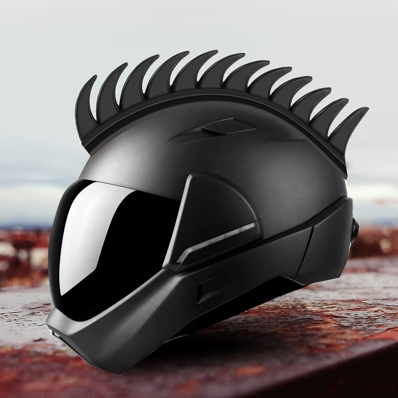 Giilayky Reflective Motorcycle Helmet Mohawk Spikes Rubber Camber Saw with