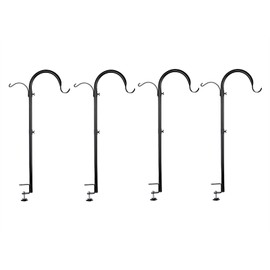 WOSIBO 4 Pack Three Span Deck Hook, 37 Inches Deck Bird Feeder Pole, Hanging Baskets Porch Multi-Hook for Deck Kit with Three Branches for Plant Hangers, Lanterns, Wind Chimes and More