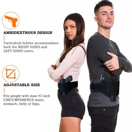 Quick Draw Shoulder Holster - Belly Band Holster for Everyday Comfortable Concealed Carry for Small, Compact and Other Similar Gear, Right Handed, Black 45"