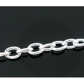 2 Metres Silver Plated Links Open 5mm x 3.5mm Cable Chain for Jewellery Crafts, Card Making, Decoration