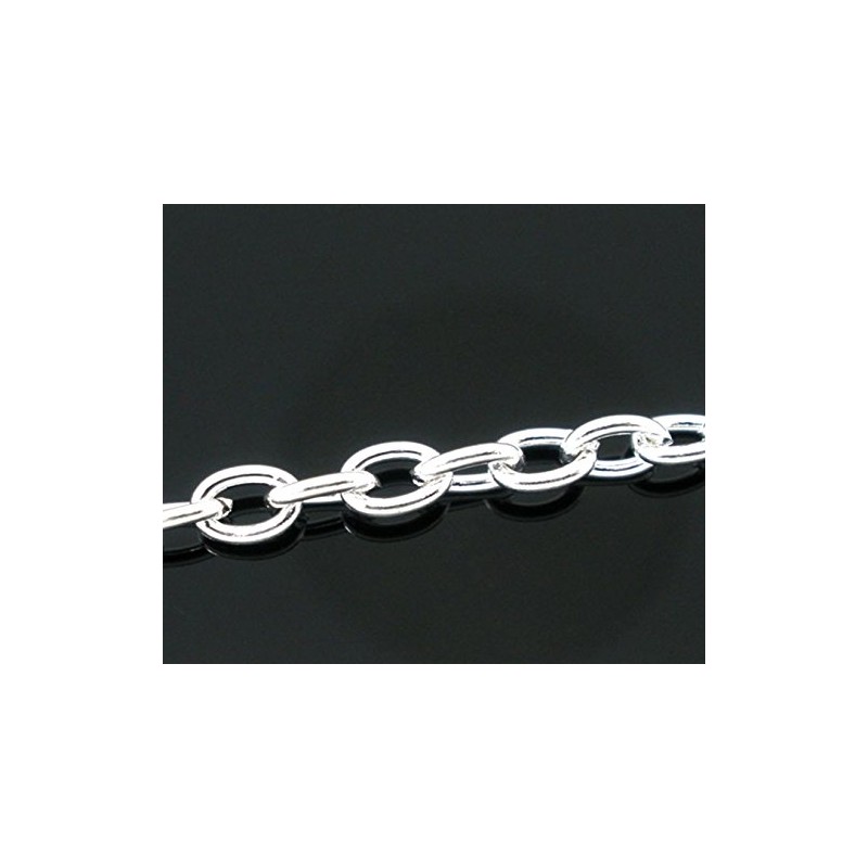 2 Metres Silver Plated Links Open 5mm x 3.5mm Cable