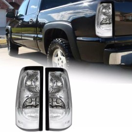 Mayello Clear Tail Lights Brake Lamps Pair For 2003-2006 Chevy Silverado 1500 2500 3500