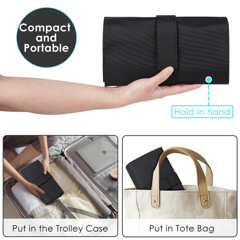 LUWOO Foldable Makeup Brush Bag for Women, Portable Travel Makeup