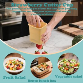 FATUXZ Strawberry Cutter Cup,Fruit Slicer Cup,Egg Slicer for Hard Boiled Eggs,Grape Cutter,Kitchen Dicer,Fruit Chopper Kitchen Gadget for Banana,Kiwi,Cucumber and Mushroom