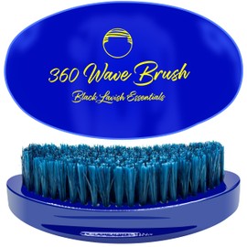 Black Lavish Essentials Men’s Hair Brush, Build Deeper, Hard Boar Bristle Curved, Perfect for Styling Hair, Ultimate Wave Grooming Tool, 360 Wave Brush (Medium-Hard Brush, Blue)