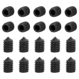 uxcell 40Pcs Set Screws M4x6mm Carbon Steel Cone Point Hex Socket Grub Screws for Machinery, Home Repairs, and Fixtures Black