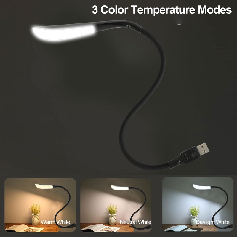 Cerioll USB Connection Reading Lamp, USB Gooseneck, 3 Colour Temperature