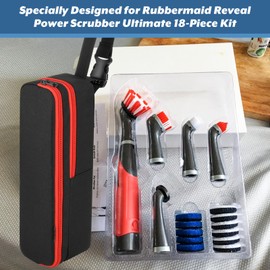 Homakover Carrying Case Compatible with Rubbermaid Reveal Power Scrubber Ultimate Kit, Waterproof Storage Bag for Scrub Brush Cleaner, Adjustable Storage Holder with Extra Pocket for Accessories