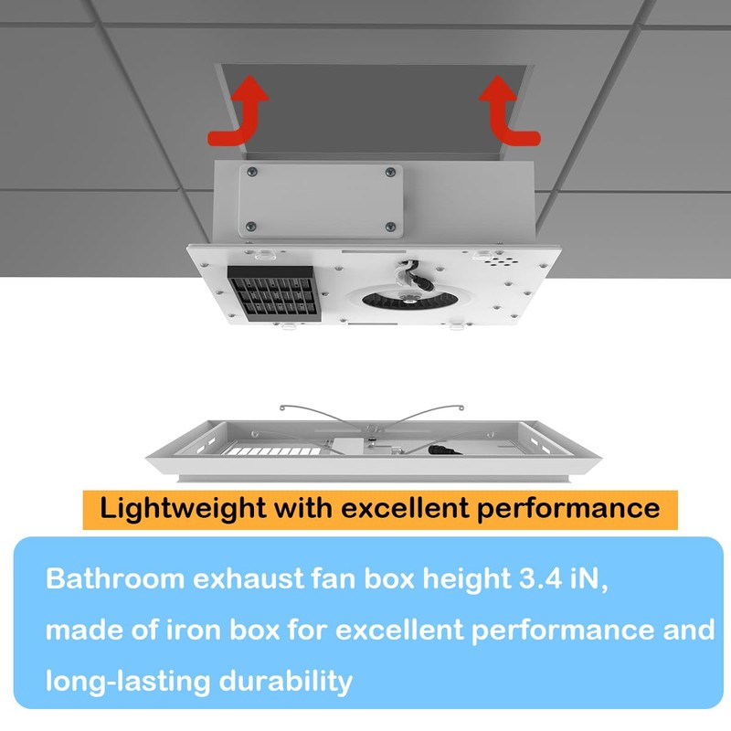 FLYINGFOX DC Bathroom Exhaust Fan 160 CFM with Light and