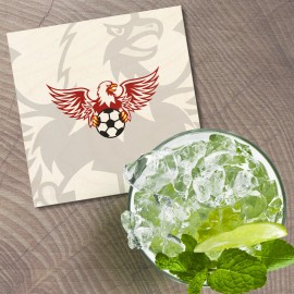 Unbranded Eagle With Ball Soccer Animal 4'' X 4'' Square Wooden Coaster