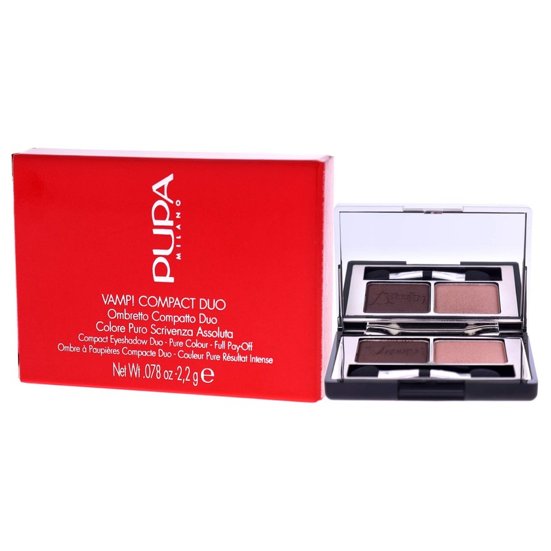PUPA Milano Vamp! Compact Eyeshadow Duo, Bronze Amber 2.2 g